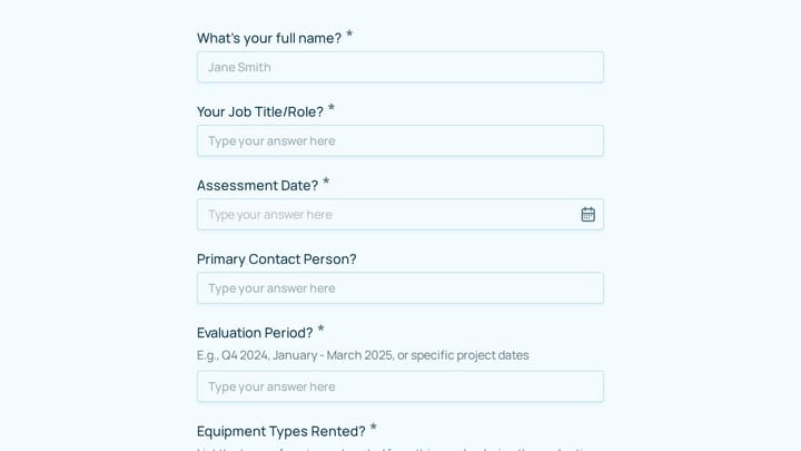 Equipment Rental Vendor Assessment preview