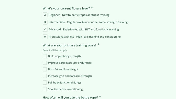 Battle Rope Recommendation Quiz preview