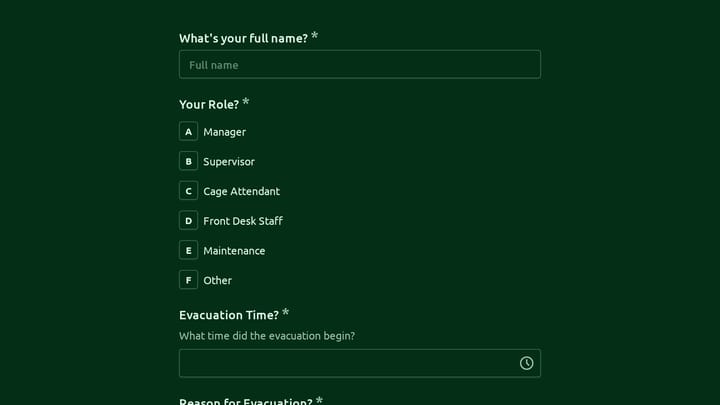 Batting Cage Facility Evacuation Check-In preview