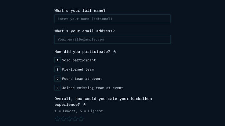 Hackathon Participant Experience Survey preview