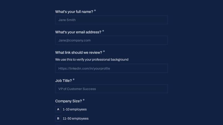 Customer Success Leaders Community Application preview