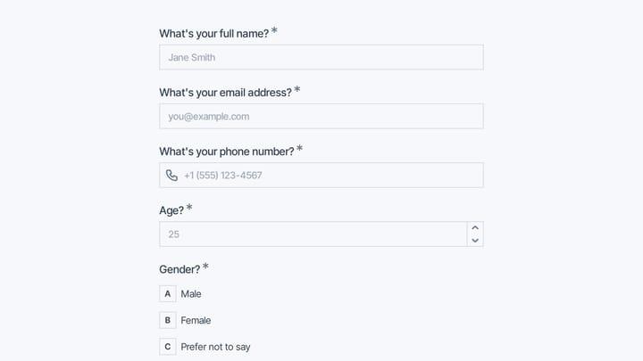 Competition Prep Intake Form preview