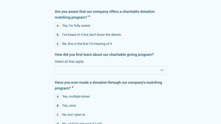 Company Charitable Giving & Donation Matching Survey preview