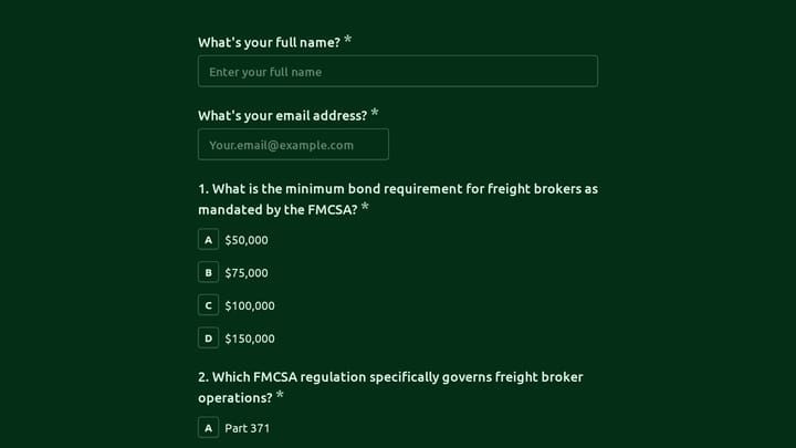 Freight Broker Licensing Practice Exam preview