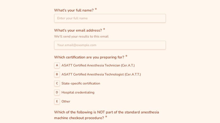 Anesthesia Technician Certification Practice Quiz preview
