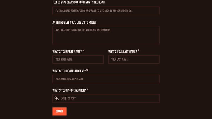 Volunteer Bike Mechanic Application preview