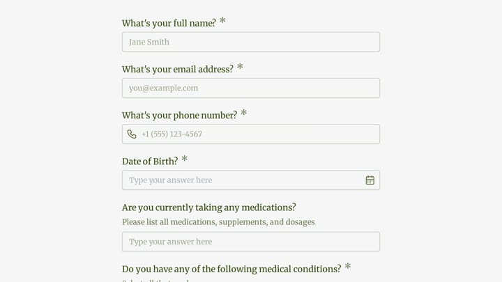 Altitude Training Intake Form preview