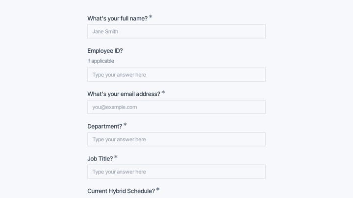 Hybrid Work Schedule Religious & Cultural Accommodation Request preview