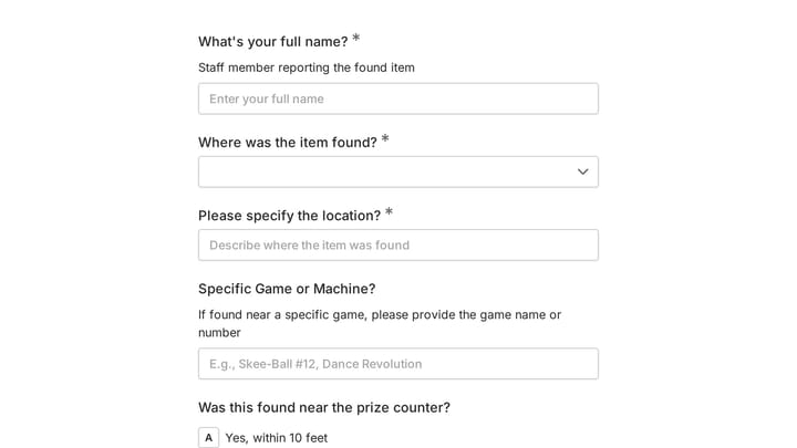 Found Item Report preview