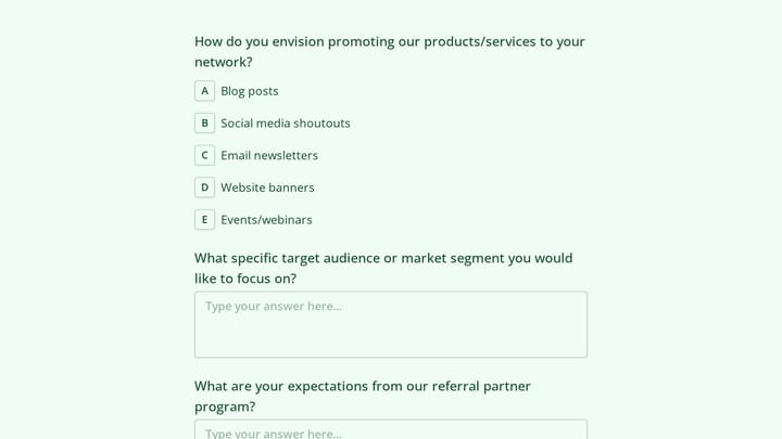 Referral Partner Form preview