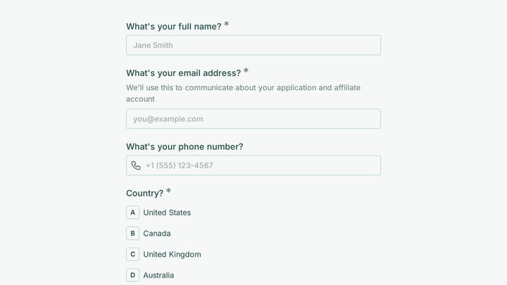 CBD & Hemp Affiliate Program Application preview