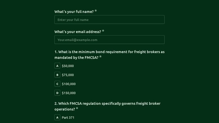 Freight Broker Licensing Practice Exam preview