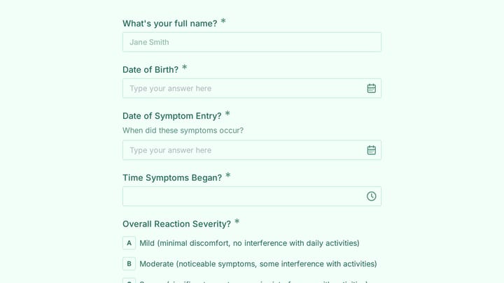 Allergy & Immunology Symptom Diary preview