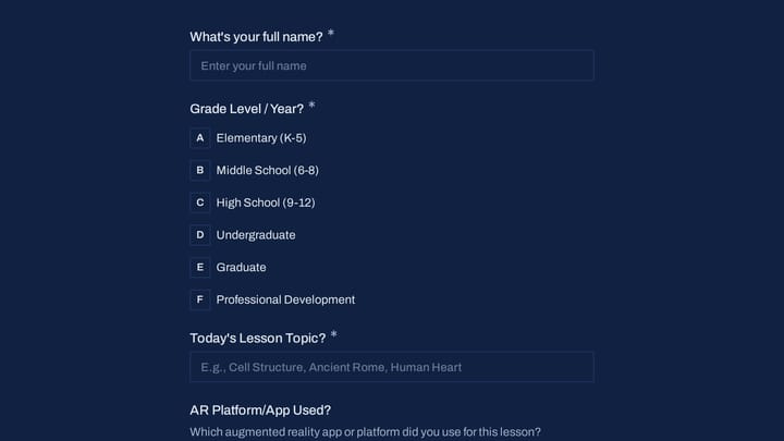 AR Lesson Feedback Survey preview