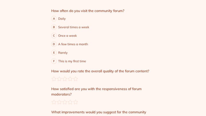 Community Forum Engagement Feedback Questionnaire Form preview