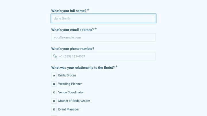 Wedding Florist Reference Verification preview