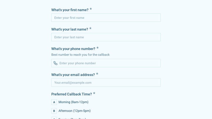 Feeding Therapy Callback Request preview