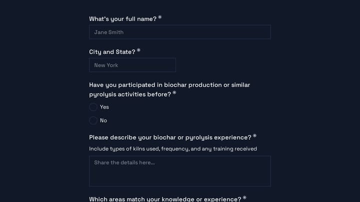 Biochar Production Workshop Volunteer Registration preview