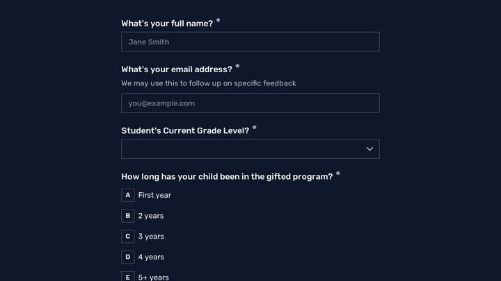 Gifted and Talented Program Parent Feedback preview
