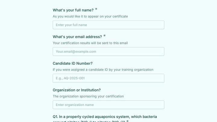 Aquaponics System Manager Certification Assessment preview