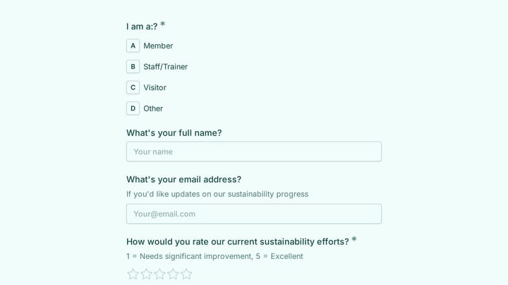 Gym Sustainability Initiative Feedback preview
