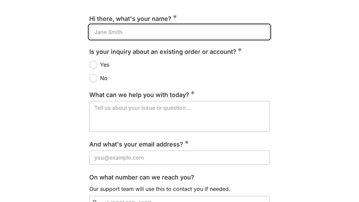 Customer Contact Form preview