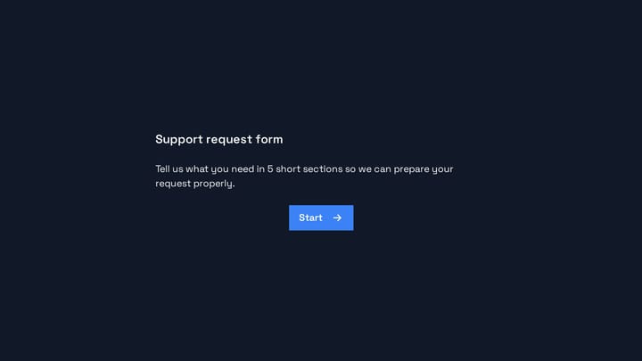 Support request form preview