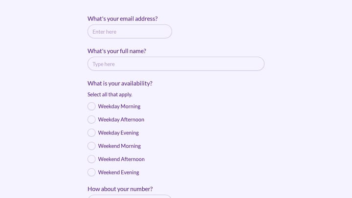 Study Group Signup Form preview