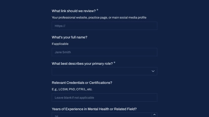 BFRB Affiliate Program Application preview