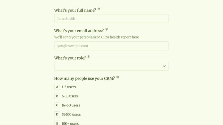 CRM Health Check Quiz preview