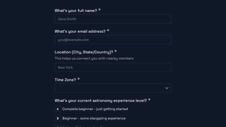 Astronomy Community Application preview
