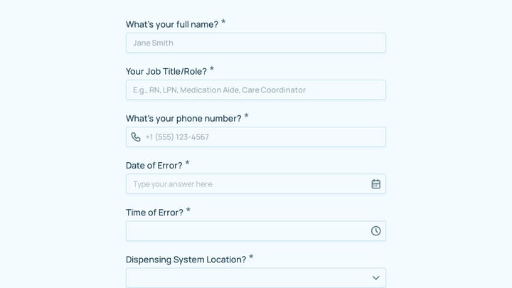 Medication Dispensing System Error Report preview