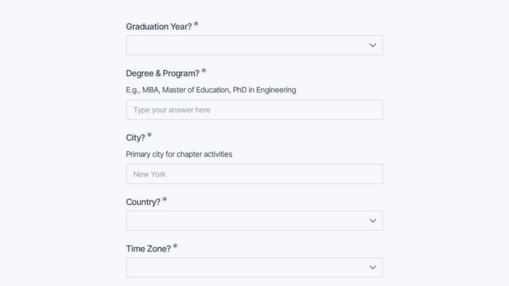 International Alumni Chapter Registration preview