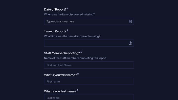 Lost Property Report preview