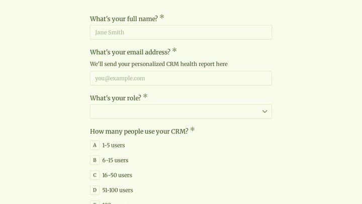 CRM Health Check Quiz preview