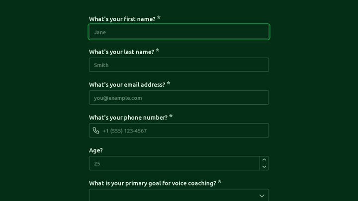 Voice Coach Client Discovery Form preview