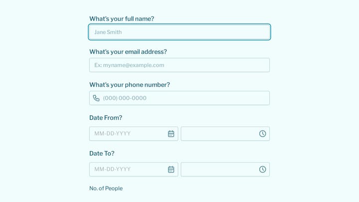 Booking for Bed and Breakfast Form preview
