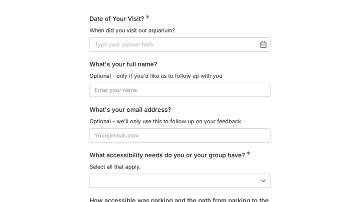 Aquarium Accessibility Feedback preview