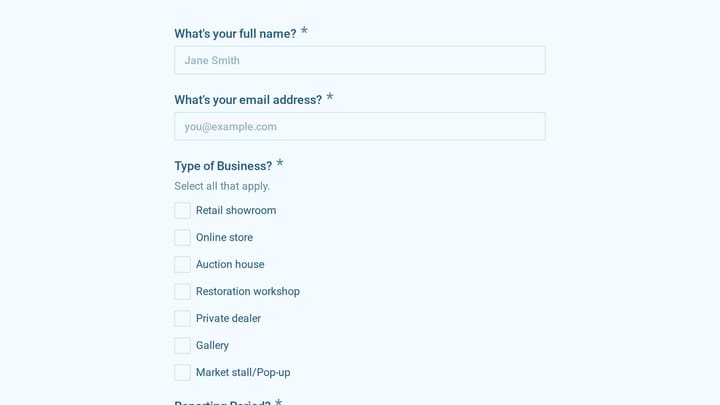 Antique & Vintage Goods Dealer Carbon Footprint Survey preview