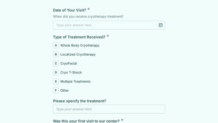 Cryotherapy Client Satisfaction Survey preview