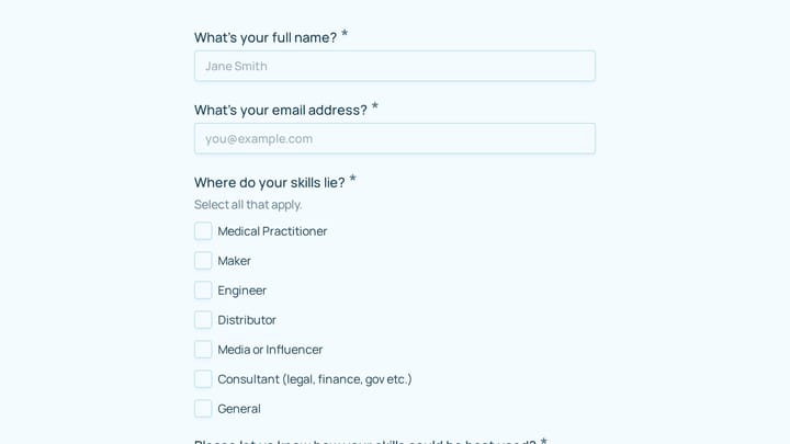 COVID-19 Volunteer Form preview