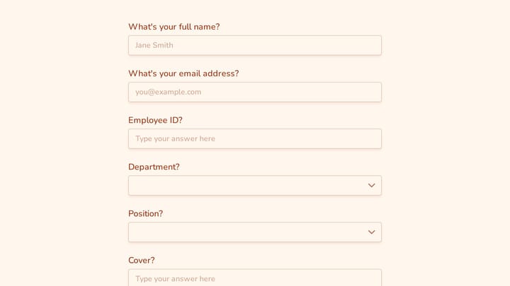 Time Off Request Form preview