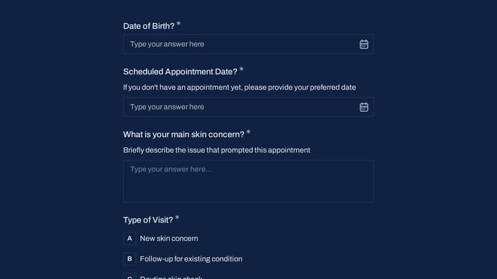 Skin Condition Pre-Appointment Assessment preview