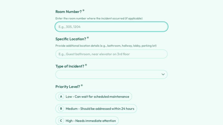 Hotel Damage and Incident Report Form preview