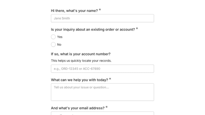 Customer Contact Form preview