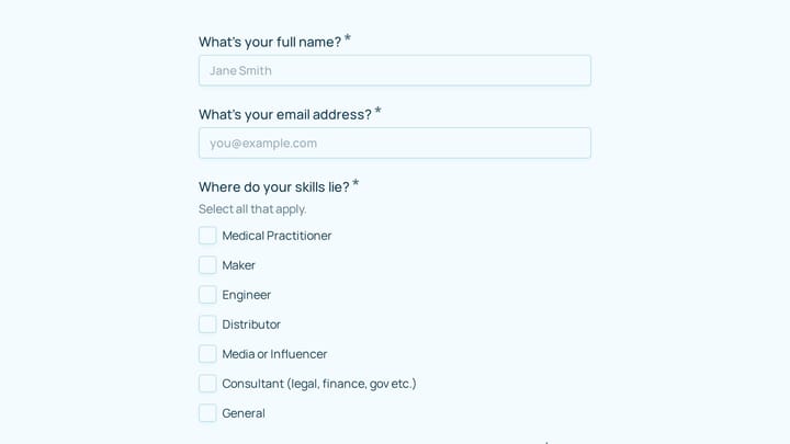 COVID-19 Volunteer Form preview
