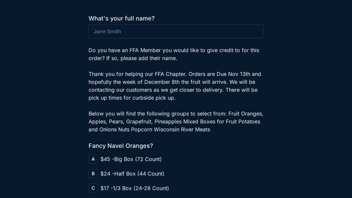 Fruit Sale Form preview