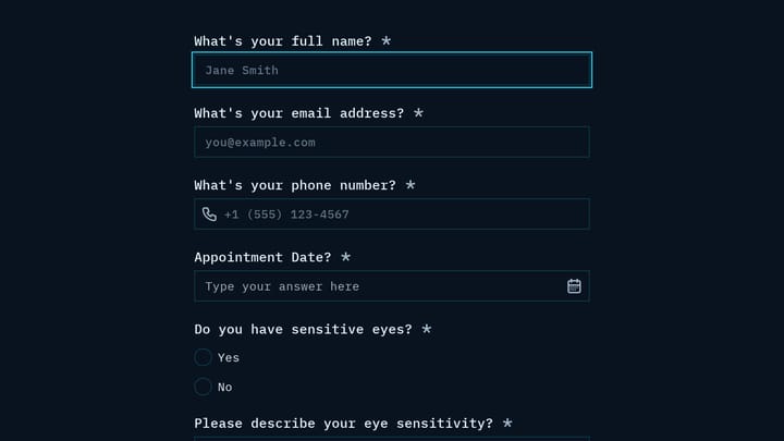 Lash Lift & Tint Client Intake Form preview