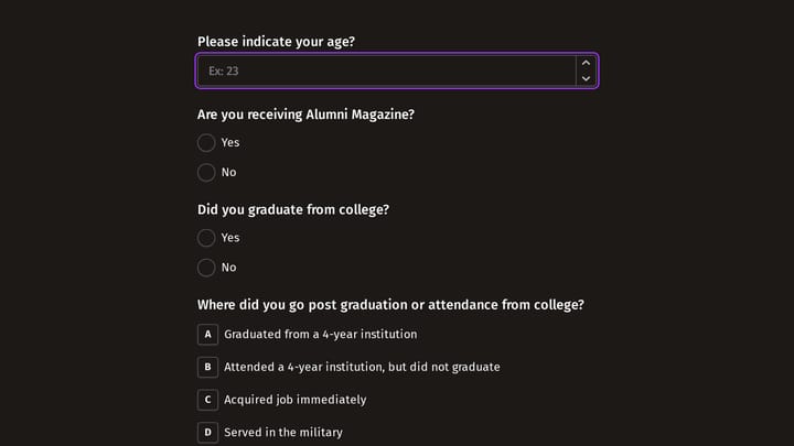 Alumni Engagement Survey Form preview