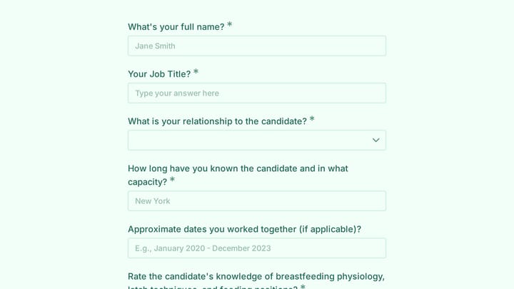 Certified Lactation Educator Reference Check preview